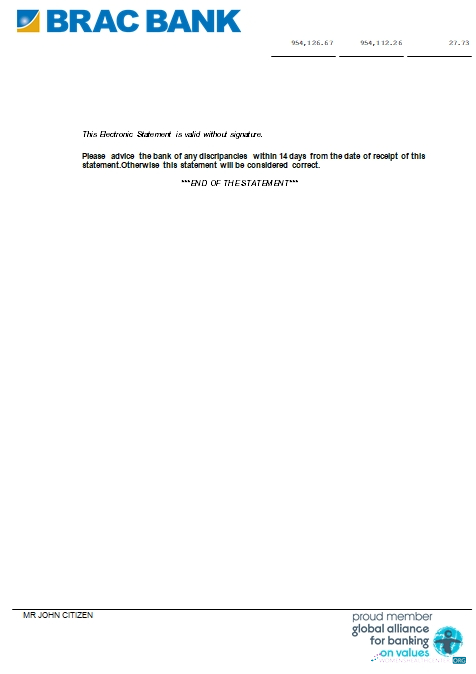 Download Bangladesh BRAC bank statement word 7 page